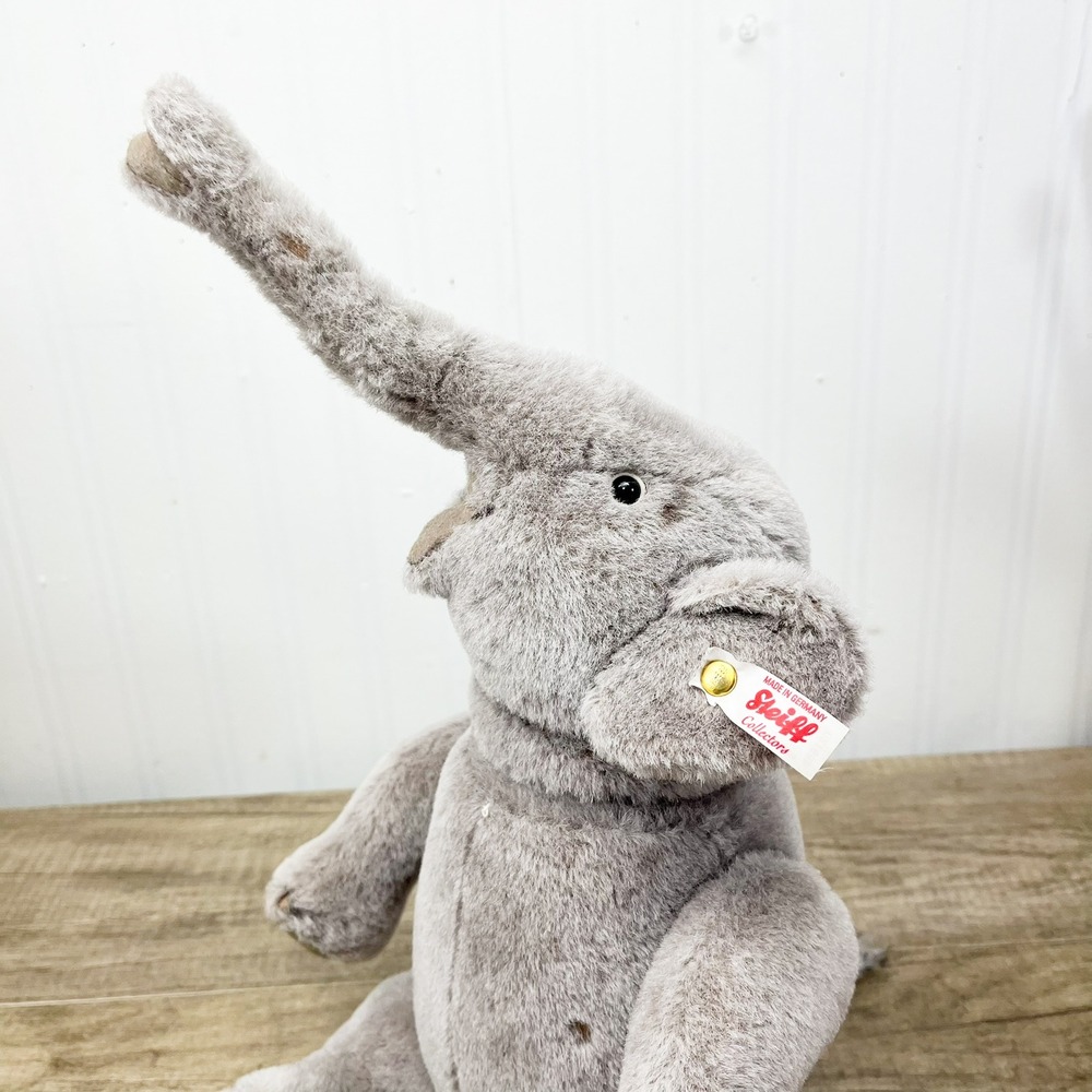 Steiff Elephant Plush Grey Mohair Collectors Button in Ear Made in Germany - Picture 8 of 16
